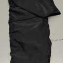 Aoysky Womens V Neck Casual Dresses Summer Loose High Waist Ruffle Pleated Cute Mini Short Dress (XX-Large, Black)