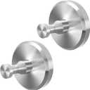 JUYSON Suction Cup Hooks, Shower Suction Hooks for Windows, Glass, Mirror, Tile, Bathroom Adhesive Towel Hook for Hanging, Loofah, Robe, Brushed Nickel, 2 Pack