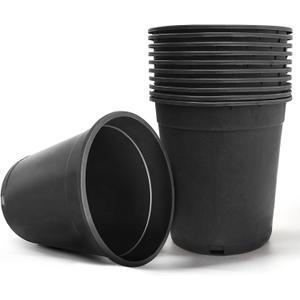HOSTIC 5 Gallon Flexible Nursery Pots Gallon Pot with Drainage Holes Plastic Plant Container Suitable for Indoor Outdoor Vegetables Flowers Plants 10 PCS, Standard 5 Gallon