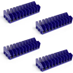 Plier Organizer & Rack (4-Pack, Blue) 40-Slot Tool Storage for Toolbox Drawers Non-Slip Rubber Base, Interlocking Modular Holders for Pliers, Cutters & Wrenches
