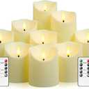 Flameless Candles with Remote Timer, Battery Operated Realistic Flickering LED Candles, 9 Packs Fake Candles for Home Decor (D3 x H 3" 4" 5" 6" 7") (Ivory)