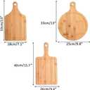 Bamboo Cutting Board Set 3PCS,Meat Chopping Boards,Pizza Peel Paddle with Handle for Homemade Baking Pizza Bread Cake Fruit Vegetables (3PCS Set- Board)