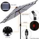 Blissun 9 ft Solar Umbrella 32 LED Lighted Patio Umbrella Table Market Umbrella with Tilt and Crank Outdoor Umbrella for Garden, Deck, Backyard, Pool and Beach (Black and White)