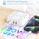 Power Strip with 20W USB Ports, 5 Ft Flat Plug Extension Cord with 6 AC Outlets, 3 USB Ports (1 USB C), Desk Wall Fast Charger, Non Surge Protector for Office, Dorm, Travel, Cruise Ship Essentials