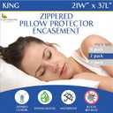 Four Seasons Essentials Waterproof King Pillow Protectors (Set of 2) – Zippered Pillow Cover Hypoallergenic Dust Allergy Proof Encasement
