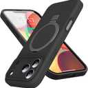 Mag-Ring Designed for iPhone 17 Pro Max Case, Liquid Silicone [Moisturizing Factor] Extreme Soft Slim Phone Case with Stand [Compatible with MagSafe] for 17 Pro Max 6.9 inch Men Women, Black