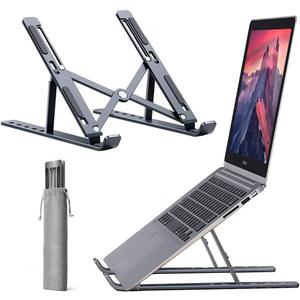 2 x Laptop Stand, Computer Tablet Stand Laptop Holder Riser Ergonomic Aluminum Adjustable 6 Angle Foldable Portable Desktop Holder Compatible with MacBook,iPad, HP, Dell, Lenovo 10-15.6-Gray