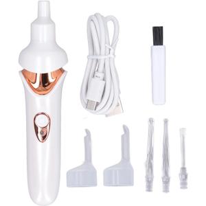 Hilitand Electric Ear Vacuum Cleaner ABS with LED Light Soft Tip USB Low Noise and Washable Charging Ear Wax Removal Tool (White)