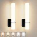 Hardwired Black Wall Sconces Set of Two Modern Bathroom Sconce 5CCT Dimmable for Living Room Bedroom Bathroom