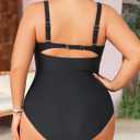 Daci Women Plus Size One Piece Swimsuits - Tummy Control Bathing Suits Cutout Monokini Swimwear (Black)