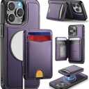 For iPhone 14 Pro Wallet Case Compatible with Magsafe, Magnetic RFID Blocking Card Holder Kickstand 2 in 1 Detachable Case for iPhone 14 Pro 6.1", Purple