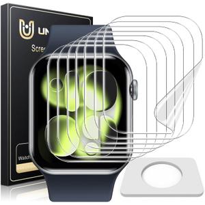 UniqueMe 8 Pack for Apple Watch Series 11/10 Screen Protector 46mm - [Strong Asorption] [Flexible TPU Not Glass][Non-Bubbles] iWatch Anti-Scratch Protection HD Clear Cover Soft Film (Transparent)