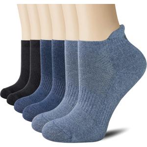 CS CELERSPORT 6 Pairs Ankle Athletic Running Socks Low Cut Sports Tab Socks for Men and Women (Blue, M)