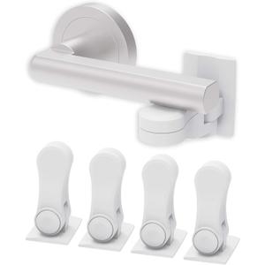 Inaya Child Proof Door Lever Lock (4-Pack) - Door Handle Lock - 3M Adhesive - Minimalist Design - No Drilling Child Safety Door Handle Locks (One Side)