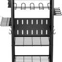 Pure Metal Heavy-Duty Tool Cart, Tool Organizer, 4 Layers + 4 Multifunctional Side Hangers, Integrated Design Power Tool Organizer, Practical Gift for Men, Husbands, and Fathers. (Black)