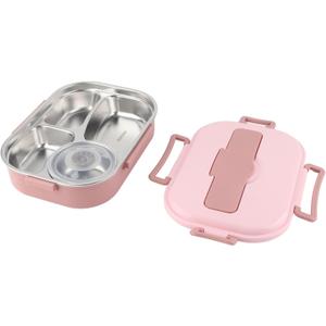 Stainless Steel 4 Grid Portable Box Food Storage Container with Heat Preservation Lid for Adult (Four-compartment lunch box with soup bowl:) Stainless Steel 4 Grid Portable Box Food Storage Container with Heat Preservation Lid for Adult (Four-compartment lunch box with soup bowl:)