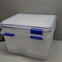 IRIS USA WeatherPro 44 Qt Storage Bins with Lids, 2 Pack, BPA-Free Plastic Gasket Box with Tight Latch and Seal, Stackable Nestable Tote Tub - Clear/Blue