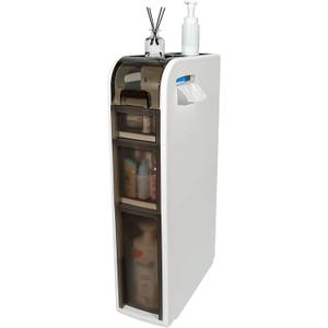 3-Tier Bathroom Floor Cabinet, Narrow Bathroom Storage Cabinet, Mobile and No Installation Required, Perfect for Small Space Laundry Rooms, Toilet Areas, and Living Room Gaps