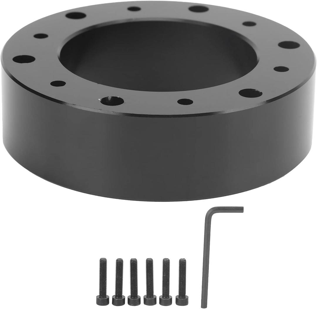 1In Steering Wheel Spacer, 6 Hole Hub Aluminum Alloy Steering Wheel Hub Pad Heighten Increased Pad Adapter Universal