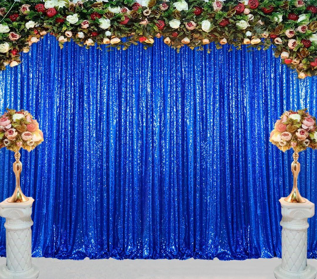 ShinyBeauty 10x10ft Royal Blue Sequin Backdrop | Glitter Photo Background for Weddings, Parties, Photography | Elegant Curtains for Birthday, Photo Booth Decorations