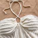 SOLY HUX Women's Halter Cami Crop Top Sleeveless Backless Ruffle Flared Summer Tops (Beige, L)