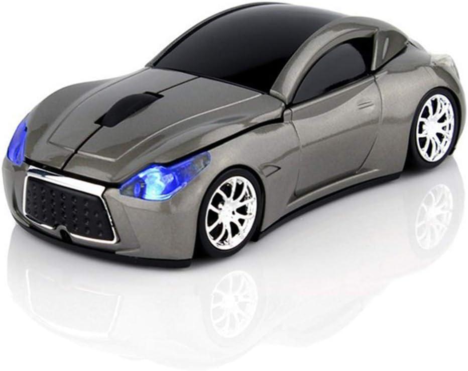 Ai5G Race Car Mouse Wireless Sports Car Shaped Mice 2.4Ghz with Led Headlight for PC Laptop (Gray)