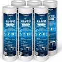 Ronaqua 1 Micron Sediment Water Filter Cartridge 10"x2.5", NSF Certified, 4-Layer Filtration for any 10-inch RO Units & Whole House Systems, Compatible with Culligan P5, AP110, WHKF-GD05, 6 Pack