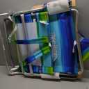 Tommy Bahama 5-Position Classic Lay Flat Folding Backpack Beach Chair, Blue and Green Stripe, 23" x 25.25" x 31.5"