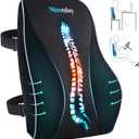 Lumbar Support Pillow for Office Chair Car Back Support Pillow, Memory Foam Gaming Chair Desk Chair Back Cushion for Lower Back Pain Relief, Ergonomic Back Rest with Double Adjustable Straps (3d Full Back Lumbar Pillow/Black)