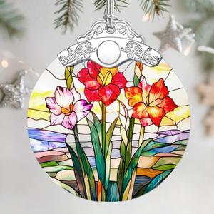 Christmas Ornaments: Stained Glass Ornament, Birth Flower Ornament, Christmas Tree Ornaments & Xmas Tree Decorations Exquisite Holiday Decor, Birth Flower Gifts Perfect Holiday & Xmas Gifts - Aug