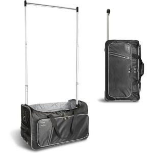 Travolution Dance Bag with Garment Rack, 24 Inch Rolling Duffel With Wheels, Ideal for Competitions & Travel, Easy-assembly Lightweight Aluminum Clothes Rack, Wheeled Upright Luggage, Black/Gray (Black 24")