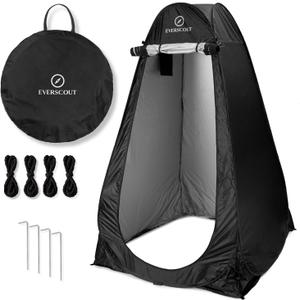 Upgraded Wider top & 3-Window Pop Up Privacy Tent for Portable Toilet. Camp Shower or Changing Tent, Water-Repellent, UV-Protective. Ideal for Beach, Hiking, Camping Essentials and Festivals, Black