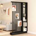 Wall Room Divider, Freestanding Wood Room Divider Shelf with Shelves, Divider Screen Separator Screen with Storage, Wall Divider for Room Separation, for Home Office (Black, 39.4x9.4x78.7in)