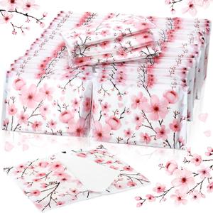Geyee 50 Packs Tissue Travel Size Facial Paper Napkins Travel Packs Disposable Pocket Tissues for Wedding Guest Traveling School Purse Home Supplies, 500 Sheets 3 Ply(Cherry Blossoms)