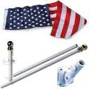 ALLIED FLAG American Flag and Pole Set - 3x5 US Flag and 5' Spinning Flag Pole, Durable for Outdoors - Made in USA
