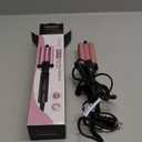 Farery Mini 3 Barrel Hair Waver - Portable Beach Wave Curling Iron for Short Hair, 1/2 Inch Ceramic Crimper with 3 Temp Settings & 30s Fast Heating, Dual Voltage Travel Hair Waver for Women, Pink