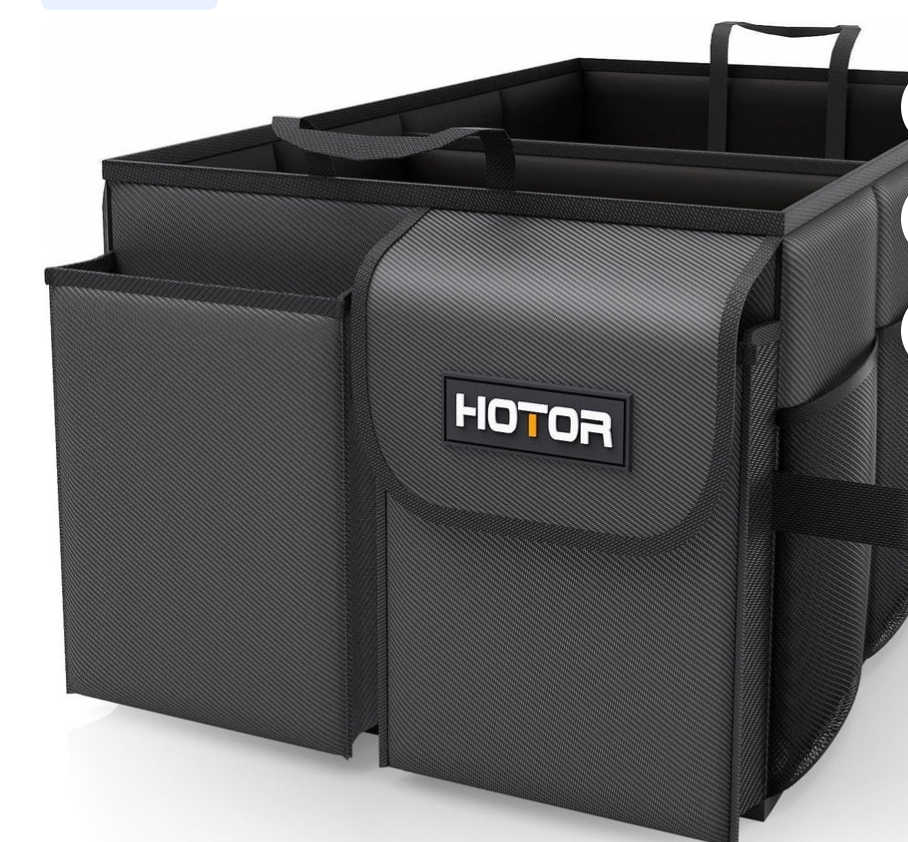 HOTOR Trunk Organizer for Car and SUV - Large-Capacity Car Organizer with Multiple Compartments, Foldable Car Organization for Car Accessories, Tools, Sundries, Large, Black