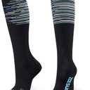 Knee High Compression Socks for Women & Men 20-30mmHg Nurses,Pregnancy,Travel,Running (Small-Medium, White/Blue/Colorful Stripes)