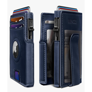 Airtag Wallet for Men,with Money Clip 10 Cards Metal Case Smart Slim Pop Up Credit Card Holder Flip with Magnetic Closure RFID Blocking wallet with Gift Box