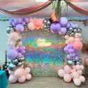 Shimmer Wall Backdrop Iridescent Silver Wall Panels 24Pcs Square Sequin Shimmer Wall Backdrop Decoration for Birthday Party,Wedding, Anniversary