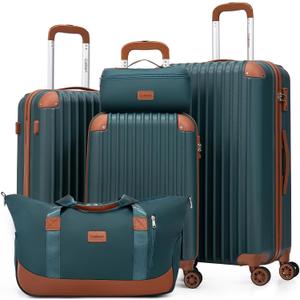 Cosbarn Luggage Sets 5 Piece Suitcases with Wheels, Suitcase Set ABS Hard Case Luggage with TSA Lock Spinner Wheels Durable Travel Luggage