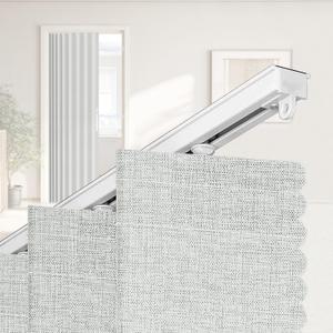 Accordian Door Curtain,Install Adhesive Track 100% Blackout Doorway Curtains,Suitable for Bedroom,Closet,Interior Room Divider,White 55" W78" L,1 Piece