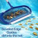20 Inch Pool Skimmer Net with 47.2 Inch Telescopic Pole, Heavy Duty Deep Fine Mesh Leaf Rake, Detachable Aluminum Pole Cleaning Tool for Inground & Above Ground Pool, Hot Tub, Pond Fountain
