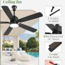 Fanbulous 52" Outdoor Ceiling Fans with Light for Patios, IP65 Waterproof Gazebo Fan, Plug in Ceiling Fan with Remote, 3CCT 6-Speed Black Ceiling Fan with Hanging Hook for Porch, Pergola,Canopy