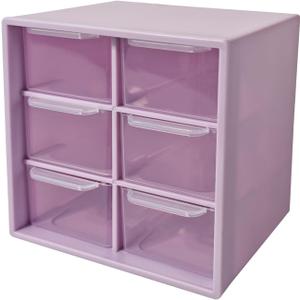 Small Drawer Organizer for Desk, 4.7" x 4.7" x 3.8" Small Desktop Organizer with 6 Drawers, Plastic Storage Box for Office, Classroom, Craft and Home Organization