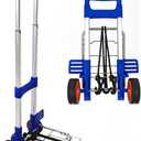 Small Folding Luggage Cart, Lightweight Aluminum Portable Hand Truck with 2 Elastic Straps & 2 Wheels, Adjustable Height for Travel, Moving, Office & Shopping, Easy to Store, 80 lbs Capacity