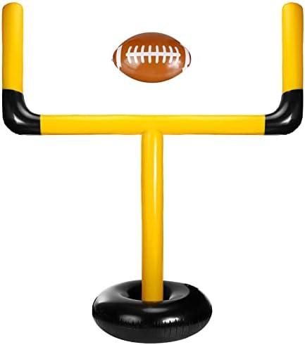Inflatable Jumbo Football Set Inflatable Football Goal with Beach Ball Target Goal Post Ball Accessories Outdoor Sport Summer Beach Pool Games for Practice and Fun