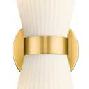 Gold Sconce Wall Lighting, HWH Single Wall Vanity Light Fixture Brushed Gold Wall Sconce Lamp, Modern Indoor Up Down Wall Light with Frosted Milk White Striped Glass Shade, 5HZG97B-2W BG