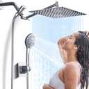 Jafeton High Pressure Rainfall Shower Head with Handheld Spray Combo  5 Spray Modes, 10" Rain Shower, Anti-Clog Nozzles, Rust-Resistant Chrome Plating & Brass, Flexible Extension Arm