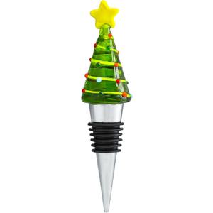4.5'' Glass Christmas Tree Stoppers Reusable Bottle Stoppers for Bottles Beverage Decorations Xmas Party Favors Art Decor
